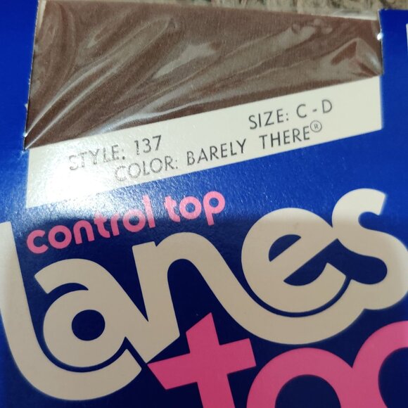Vintage Hanes Too Control Top Pantyhose Barely There Sandalfoot 1980s Size C-D - Picture 2 of 5